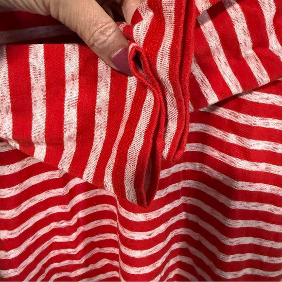 Madewell Red & White Striped 3/4 Sleeve boat Neck slub Tee Top Size XS - Picture 9 of 9